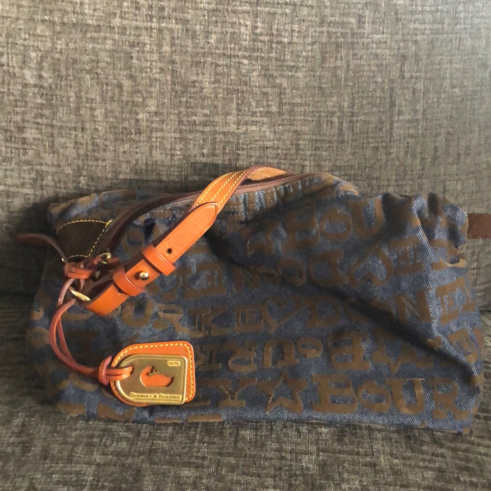 Dooney and Bourke-Logo denim shoulder bag